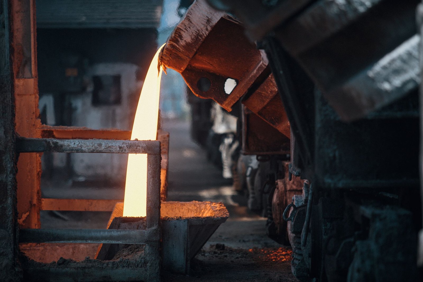 Molten material poured during high-temperature thermal processing